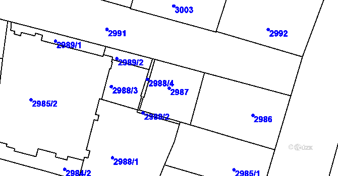 Parcela st. 2987 v KÚ Smíchov, Katastrální mapa