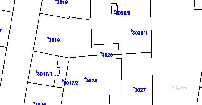 Parcela st. 3026 v KÚ Smíchov, Katastrální mapa