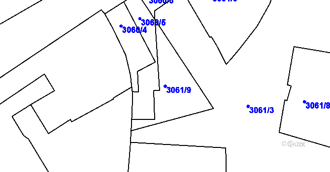 Parcela st. 3061/9 v KÚ Smíchov, Katastrální mapa