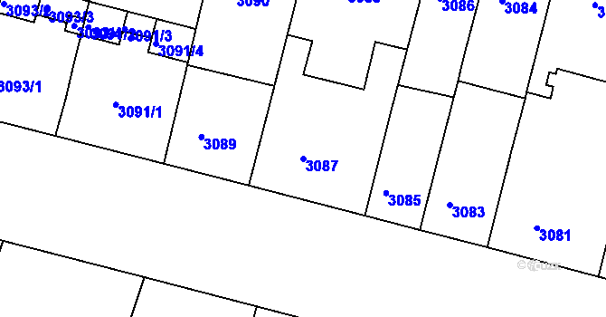 Parcela st. 3087 v KÚ Smíchov, Katastrální mapa