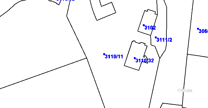 Parcela st. 3110/11 v KÚ Smíchov, Katastrální mapa