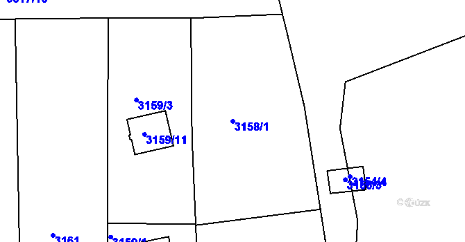 Parcela st. 3158/1 v KÚ Smíchov, Katastrální mapa