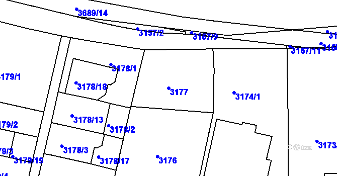 Parcela st. 3177 v KÚ Smíchov, Katastrální mapa