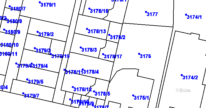 Parcela st. 3178/17 v KÚ Smíchov, Katastrální mapa