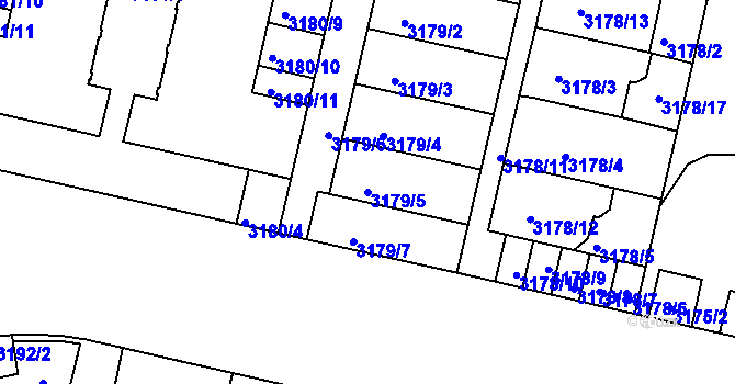 Parcela st. 3179/5 v KÚ Smíchov, Katastrální mapa