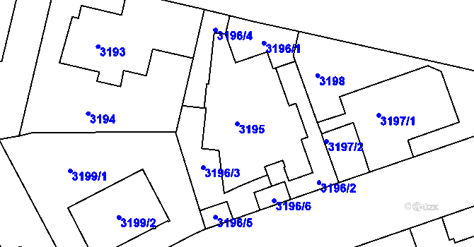 Parcela st. 3195 v KÚ Smíchov, Katastrální mapa