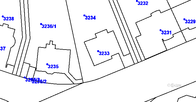 Parcela st. 3233 v KÚ Smíchov, Katastrální mapa