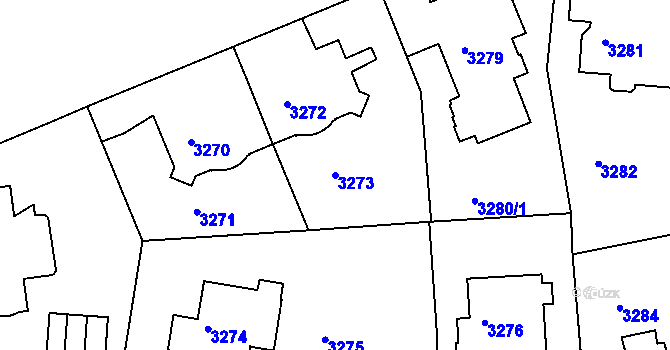 Parcela st. 3273 v KÚ Smíchov, Katastrální mapa