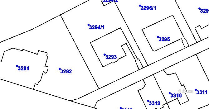 Parcela st. 3293 v KÚ Smíchov, Katastrální mapa