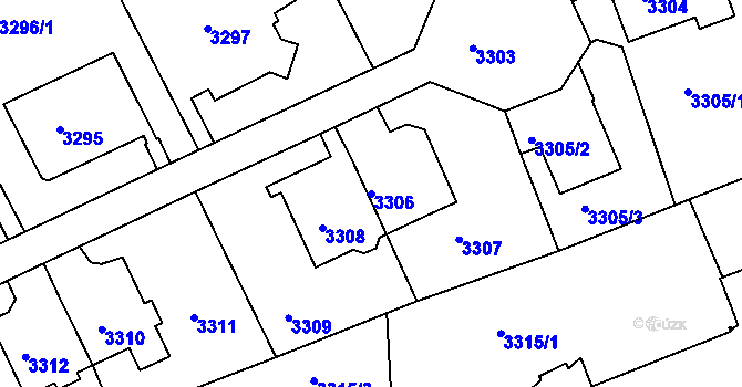 Parcela st. 3306 v KÚ Smíchov, Katastrální mapa