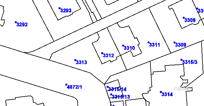 Parcela st. 3312 v KÚ Smíchov, Katastrální mapa