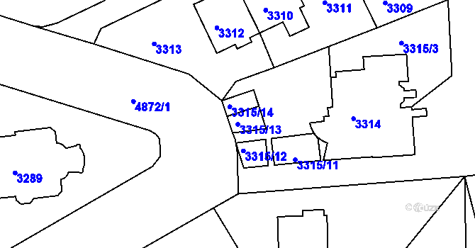 Parcela st. 3315/13 v KÚ Smíchov, Katastrální mapa