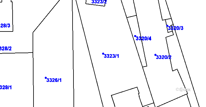 Parcela st. 3323/1 v KÚ Smíchov, Katastrální mapa