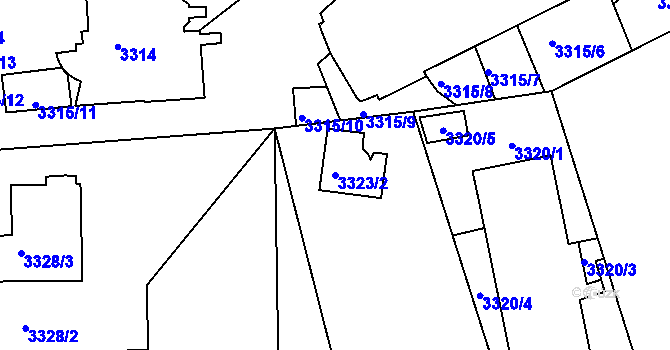Parcela st. 3323/2 v KÚ Smíchov, Katastrální mapa