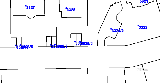 Parcela st. 3326/3 v KÚ Smíchov, Katastrální mapa