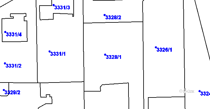 Parcela st. 3328/1 v KÚ Smíchov, Katastrální mapa