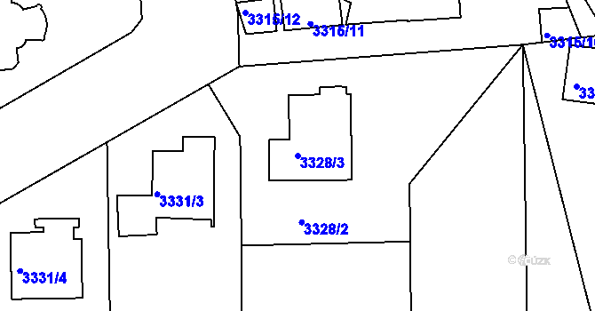 Parcela st. 3328/3 v KÚ Smíchov, Katastrální mapa