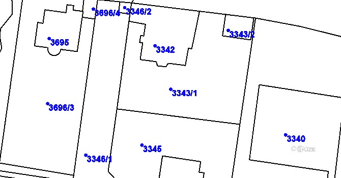 Parcela st. 3343/1 v KÚ Smíchov, Katastrální mapa