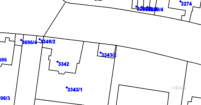 Parcela st. 3343/2 v KÚ Smíchov, Katastrální mapa