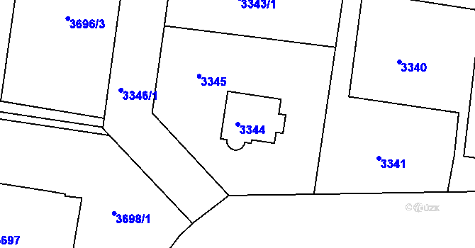 Parcela st. 3344 v KÚ Smíchov, Katastrální mapa