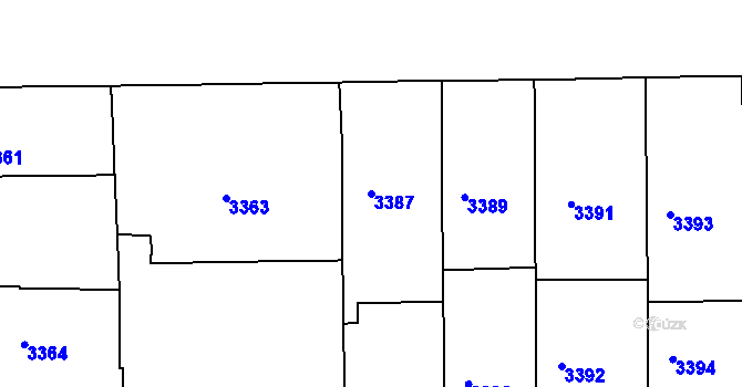 Parcela st. 3387 v KÚ Smíchov, Katastrální mapa