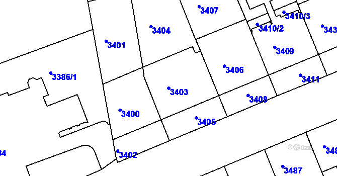 Parcela st. 3403 v KÚ Smíchov, Katastrální mapa