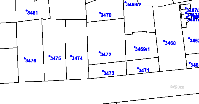 Parcela st. 3472 v KÚ Smíchov, Katastrální mapa