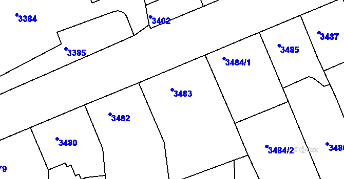 Parcela st. 3483 v KÚ Smíchov, Katastrální mapa