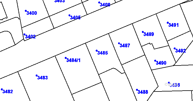 Parcela st. 3485 v KÚ Smíchov, Katastrální mapa