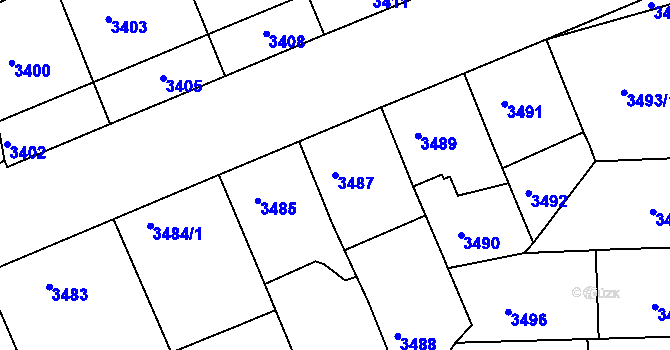 Parcela st. 3487 v KÚ Smíchov, Katastrální mapa