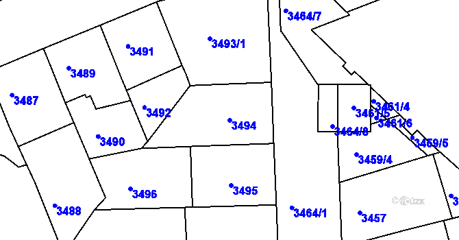 Parcela st. 3494 v KÚ Smíchov, Katastrální mapa