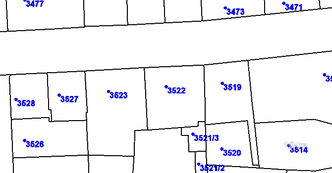 Parcela st. 3522 v KÚ Smíchov, Katastrální mapa