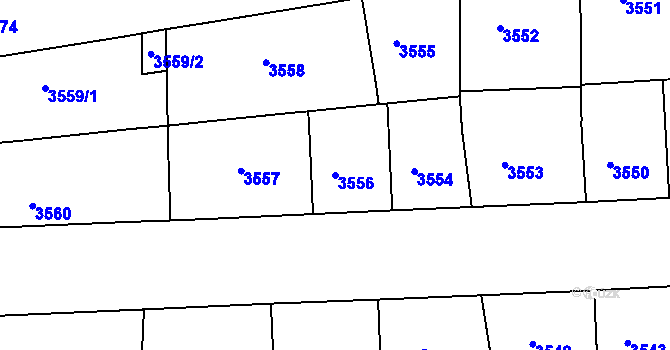 Parcela st. 3556 v KÚ Smíchov, Katastrální mapa