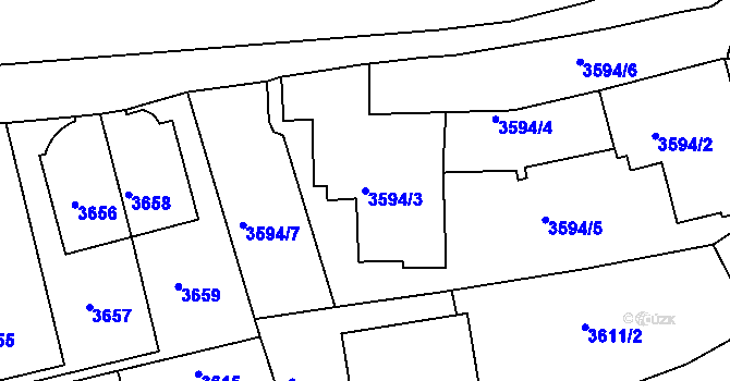 Parcela st. 3594/3 v KÚ Smíchov, Katastrální mapa