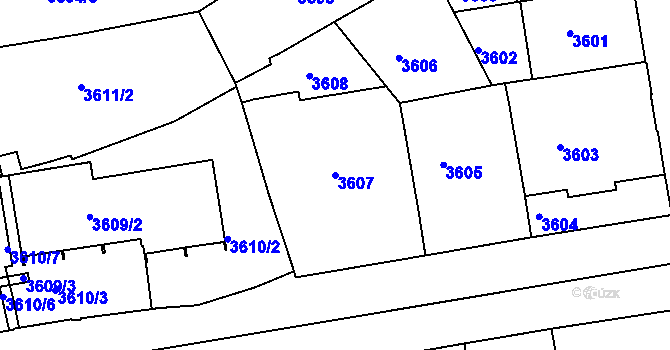 Parcela st. 3607 v KÚ Smíchov, Katastrální mapa