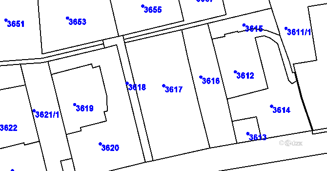 Parcela st. 3617 v KÚ Smíchov, Katastrální mapa