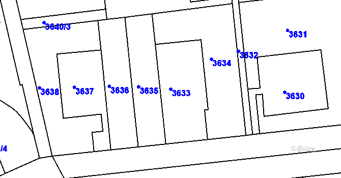 Parcela st. 3633 v KÚ Smíchov, Katastrální mapa