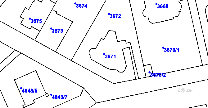 Parcela st. 3671 v KÚ Smíchov, Katastrální mapa