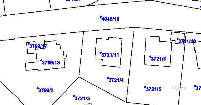 Parcela st. 3721/11 v KÚ Smíchov, Katastrální mapa