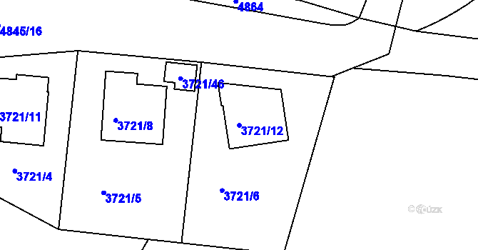 Parcela st. 3721/12 v KÚ Smíchov, Katastrální mapa