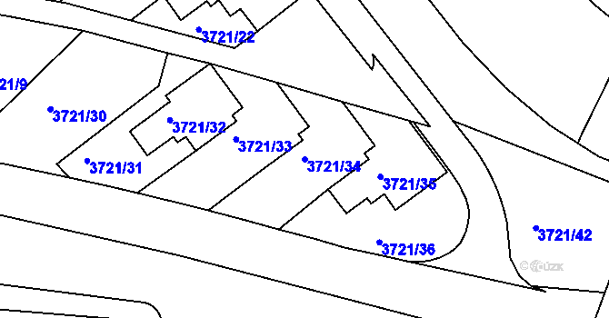 Parcela st. 3721/34 v KÚ Smíchov, Katastrální mapa