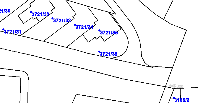 Parcela st. 3721/36 v KÚ Smíchov, Katastrální mapa