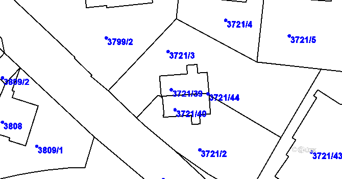 Parcela st. 3721/39 v KÚ Smíchov, Katastrální mapa