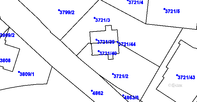 Parcela st. 3721/40 v KÚ Smíchov, Katastrální mapa