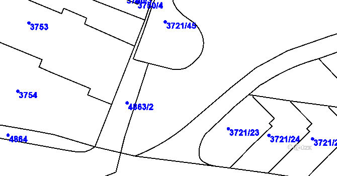 Parcela st. 3721/41 v KÚ Smíchov, Katastrální mapa