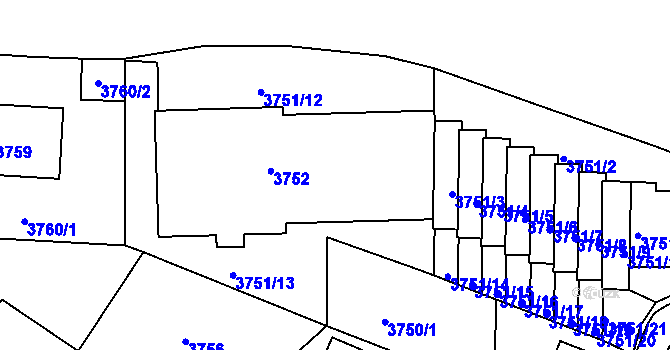 Parcela st. 3751/1 v KÚ Smíchov, Katastrální mapa