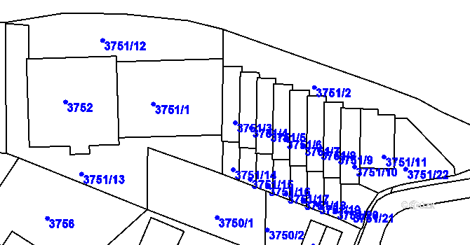 Parcela st. 3751/3 v KÚ Smíchov, Katastrální mapa