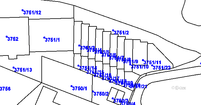 Parcela st. 3751/6 v KÚ Smíchov, Katastrální mapa