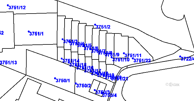 Parcela st. 3751/8 v KÚ Smíchov, Katastrální mapa
