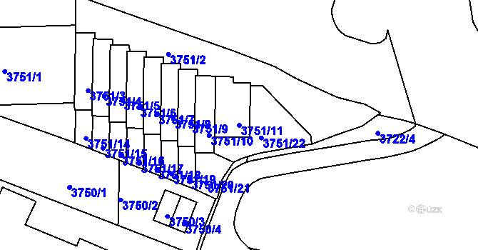 Parcela st. 3751/11 v KÚ Smíchov, Katastrální mapa